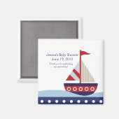 Kleine zeilboot Navy Baby shower Magnet Favor (Voorkant / Achterkant)