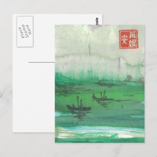 Kleine zeilboten in Zee Briefkaart (Voorkant / Achterkant)