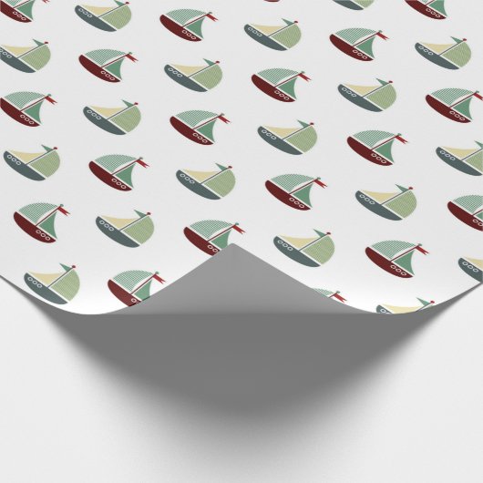 Kleine zeilboten op wit cadeaupapier (Hoek)