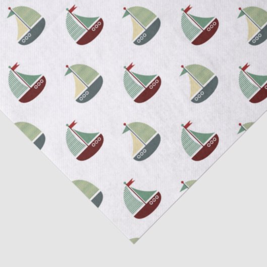 Kleine zeilboten op witte ontkoppeling tissuepapier (Detail)