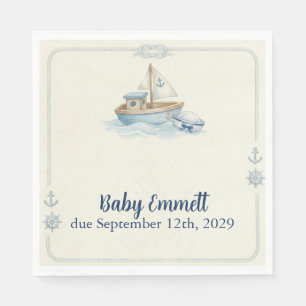 Kleine Zeiler Aan Boord Blauwe Baby Shower Servet