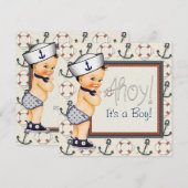 Kleine Zeiler Jongen Nautische Baby Shower Kaart (Voorkant / Achterkant)