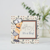 Kleine Zeiler Jongen Nautische Baby Shower Kaart (Staand voorkant)