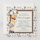 Kleine Zeiler Jongen Nautische Baby Shower Kaart (Achterkant)