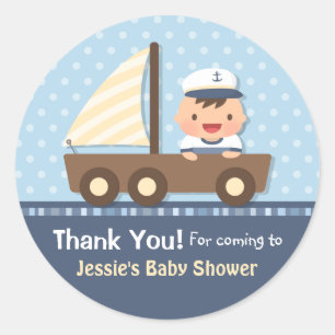 Kleine Zeiler Zeevaart Baby Shower Feestje Ronde Sticker