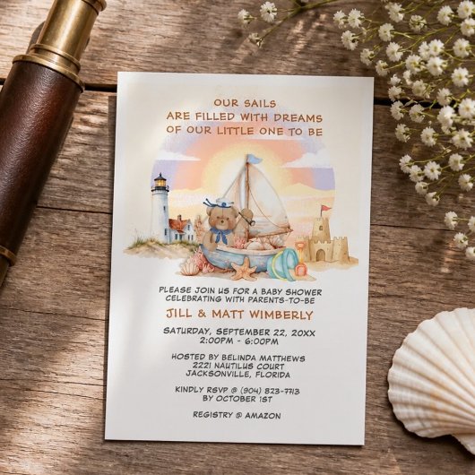 Kleine Zeiler Zeevaart Babyshower Uitnodiging