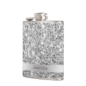 Kleine zilveren glitter Voeg de naam vinylomgepakt Heupfles (Links)