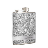 Kleine zilveren glitter Voeg de naam vinylomgepakt Heupfles (Rechts)