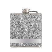 Kleine zilveren glitter Voeg de naam vinylomgepakt Heupfles (Achterkant)