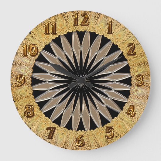 Kleine zilverkleurige en zwarte glazen textuur grote klok (Voorkant)