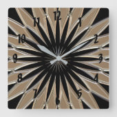 Kleine zilverkleurige en zwarte glazen textuur vierkante klok (Voorkant)