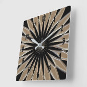 Kleine zilverkleurige en zwarte glazen textuur vierkante klok (Hoek)