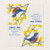 Kleine Zingende Rood Blauwe Vogel op Branch Flower Visitekaartje (Buitenkant ongevouwen)