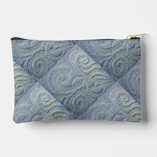 Kleine Zippered Blauwe Brocade Accessoirezak Etui (Achterkant)