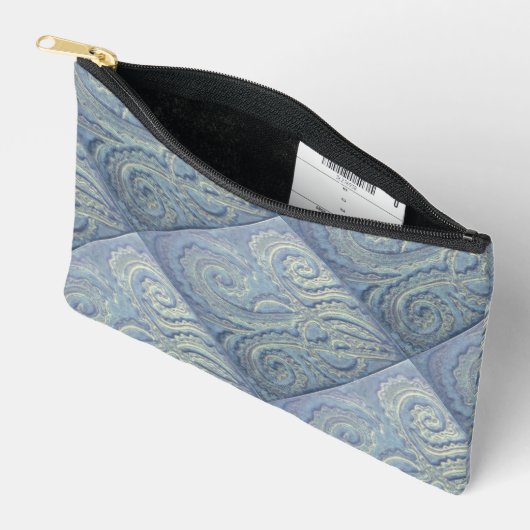 Kleine Zippered Blauwe Brocade Accessoirezak Etui (Open)