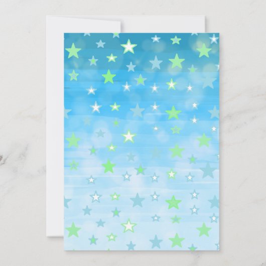 Kleine zoete babyblauwe sterren en mannetjes jonge kaart (Achterkant)