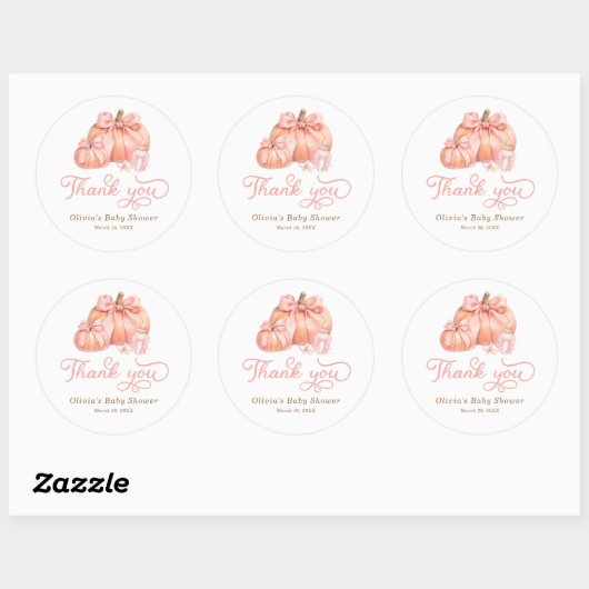 Kleine Zoete Pompoen Baby Shower Bedankt Ronde Sticker (Vel)