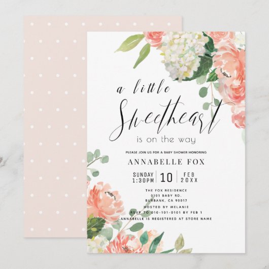 Kleine zoete Roos en Baby shower Kaart (Voorkant / Achterkant)