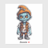 Kleine zombie in Halloween kleding Sticker (Vel)