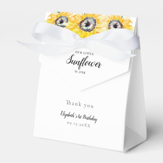 Kleine zonbloem Eerste Elegant Geel Bedankdoosjes (Voorkant Zijde)