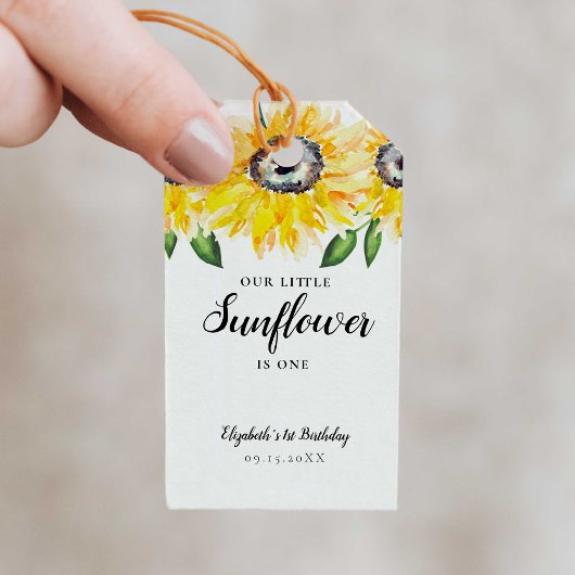 Kleine zonbloem Eerste Elegant Geel Cadeaulabel