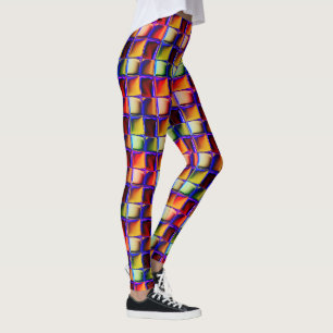 Kleine, zonken, rode, groene, gele vierkantjes leggings