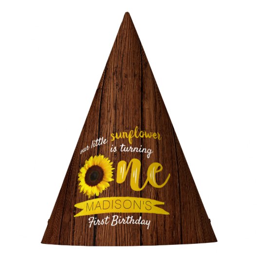 Kleine Zonnebloem 1e verjaardag Feesthoedjes (Voorkant)