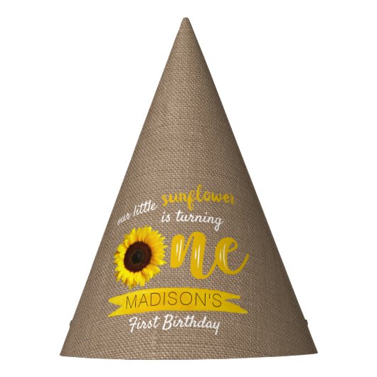 Kleine Zonnebloem 1e verjaardag Feesthoedjes (Voorkant)