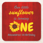 Kleine Zonnebloem 1e verjaardag Kartonnen Onderzetters (Voorkant)