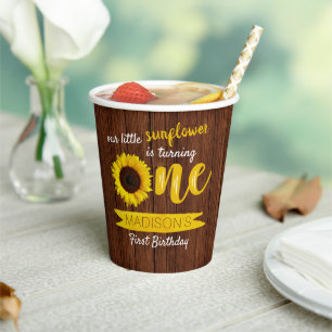 Kleine Zonnebloem 1e verjaardag Papieren Bekers