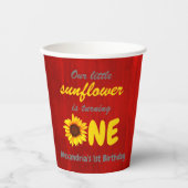 Kleine Zonnebloem 1e verjaardag Papieren Bekers (Voorkant)