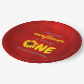 Kleine Zonnebloem 1e verjaardag Papieren Bordje (Gekanteld)