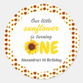 Kleine Zonnebloem 1e verjaardag Ronde Sticker