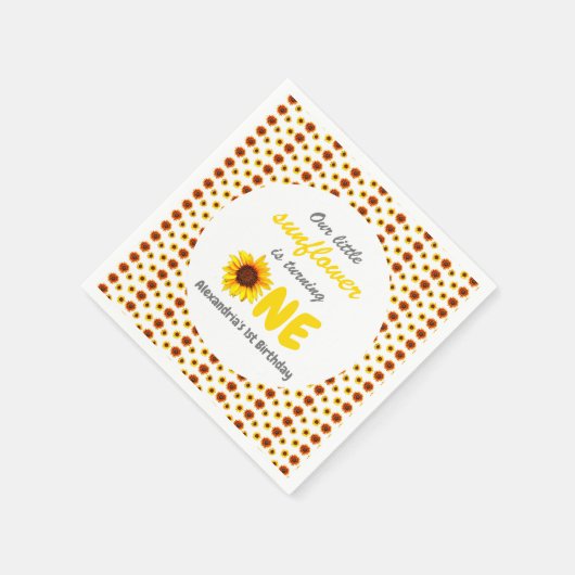 Kleine Zonnebloem 1e verjaardag Servet (Hoek)