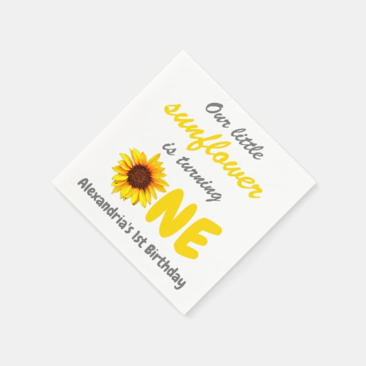 Kleine Zonnebloem 1e verjaardag Servet (Hoek)