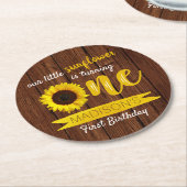 Kleine Zonnebloem 1e Verjaardagsfeest Ronde Kartonnen Onderzetter (Gebogen)