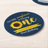 Kleine Zonnebloem 1e Verjaardagsfeest Ronde Kartonnen Onderzetter (Gebogen)