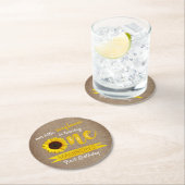 Kleine Zonnebloem 1e Verjaardagsfeest Ronde Kartonnen Onderzetter (Insitu)