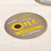 Kleine Zonnebloem 1e Verjaardagsfeest Ronde Kartonnen Onderzetter (Gebogen)