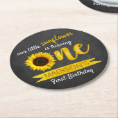 Kleine Zonnebloem 1e Verjaardagsfeest Ronde Kartonnen Onderzetter (Gebogen)