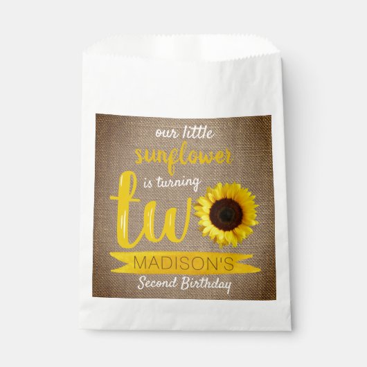 Kleine zonnebloem 2e verjaardag bedankzakje (Voorkant)