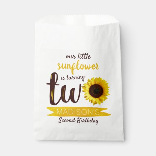 Kleine zonnebloem 2e verjaardag bedankzakje (Voorkant)
