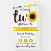 Kleine Zonnebloem 2e Verjaardag Feest Welkom Spandoek (Verticaal)