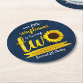 Kleine zonnebloem 2e verjaardag ronde kartonnen onderzetter (Gebogen)