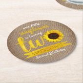 Kleine zonnebloem 2e verjaardag ronde kartonnen onderzetter (Gebogen)