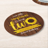 Kleine zonnebloem 2e verjaardag ronde kartonnen onderzetter (Gebogen)