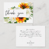 Kleine Zonnebloem Artsty Floral - Wit 2 Dank u Notitiekaartje (Voorkant / Achterkant)