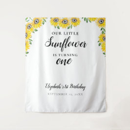 Kleine Zonnebloem Eerste Verjaardag Eén Achtergron Wandkleed