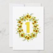 Kleine Zonnebloem Eerste Verjaardag Uitnodiging (Achterkant)