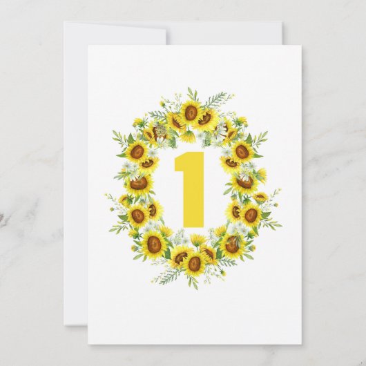 Kleine Zonnebloem Eerste Verjaardag Uitnodiging (Achterkant)